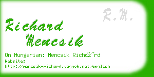 richard mencsik business card